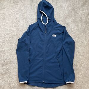 North Face Women Windwall Jacket Medium Blue Softshell Hooded Zip Gorpcore Light